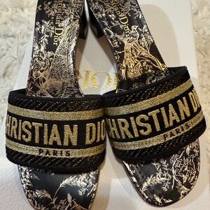 Dior Black and Gold Women's Shoes sandals DWAY 37.5 Ltd Ed SOLD SOLD SOLD